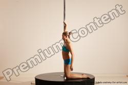 Underwear Gymnastic poses Woman White Moving poses Slim long blond Dynamic poses Academic